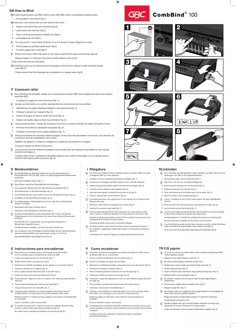 Page 1 de la notice Manuel utilisateur GBC CombBind C100