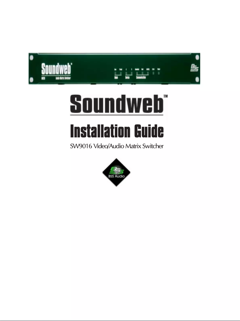 Page n°1 - Manuel utilisateur BSS Audio Soundweb 9016
