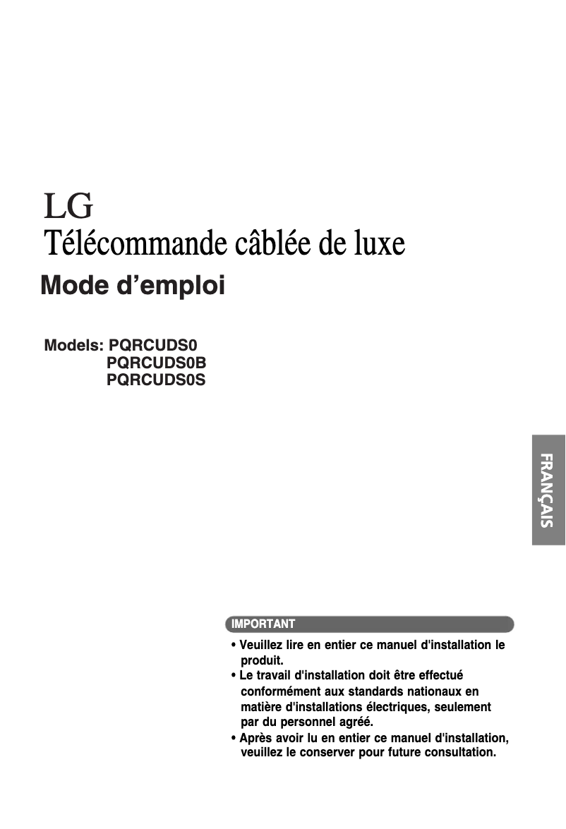 Image de la première page du manuel de l'appareil PQRCUDS0B