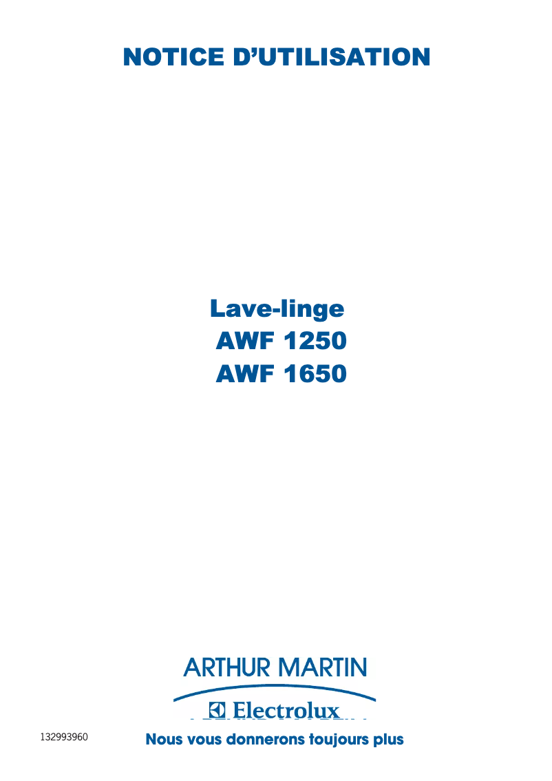 Image de la première page du manuel de l'appareil AWF 1250