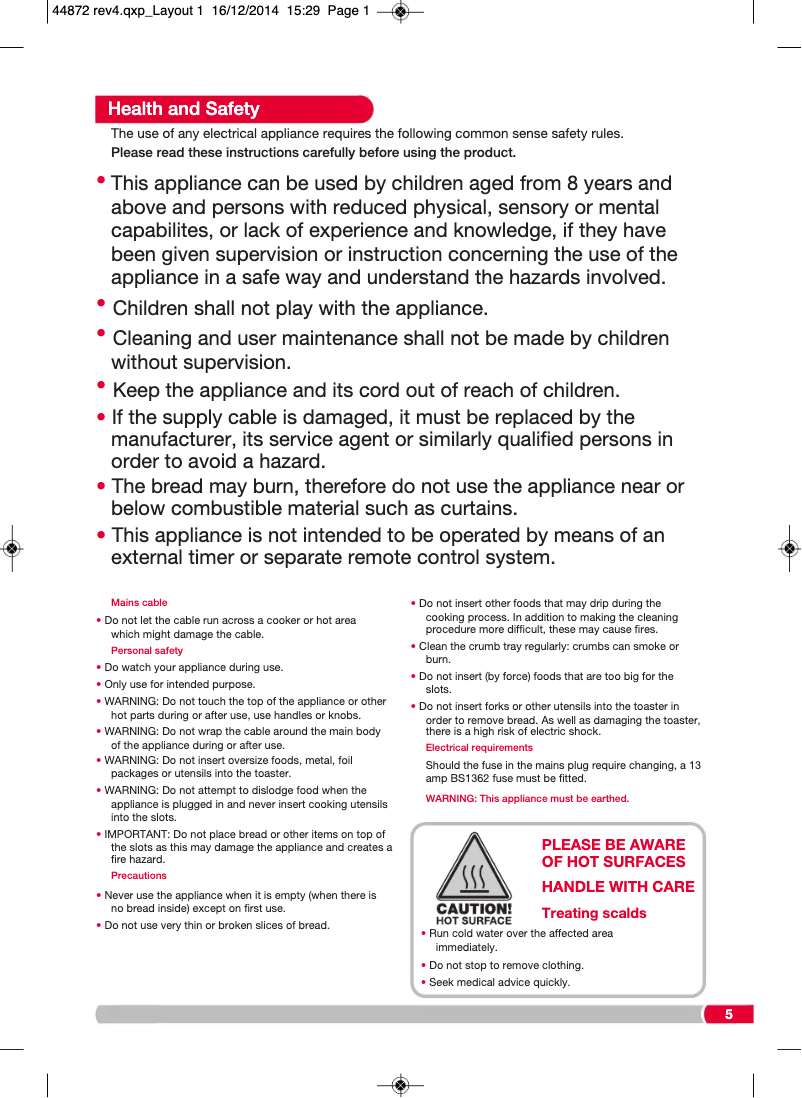 Page 1 de la notice Manuel utilisateur Morphy Richards Elipta 220004