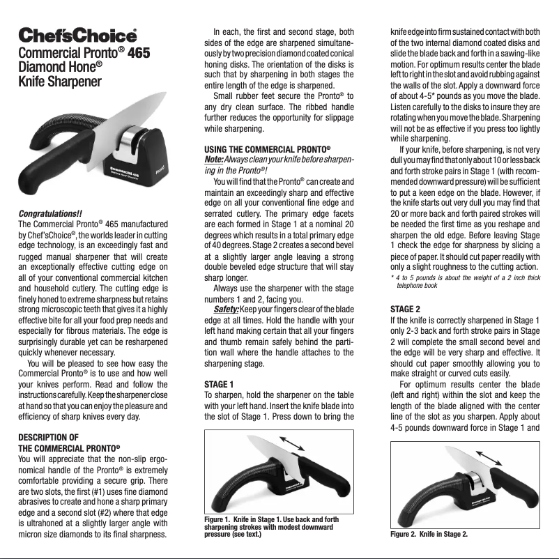 Image de la première page du manuel de l'appareil Commercial Pronto 465