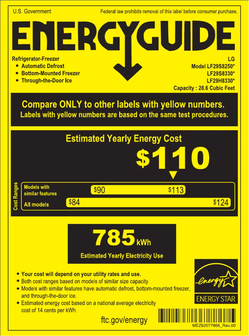 Page n°1 - Label énergétique LG LF29S8330D