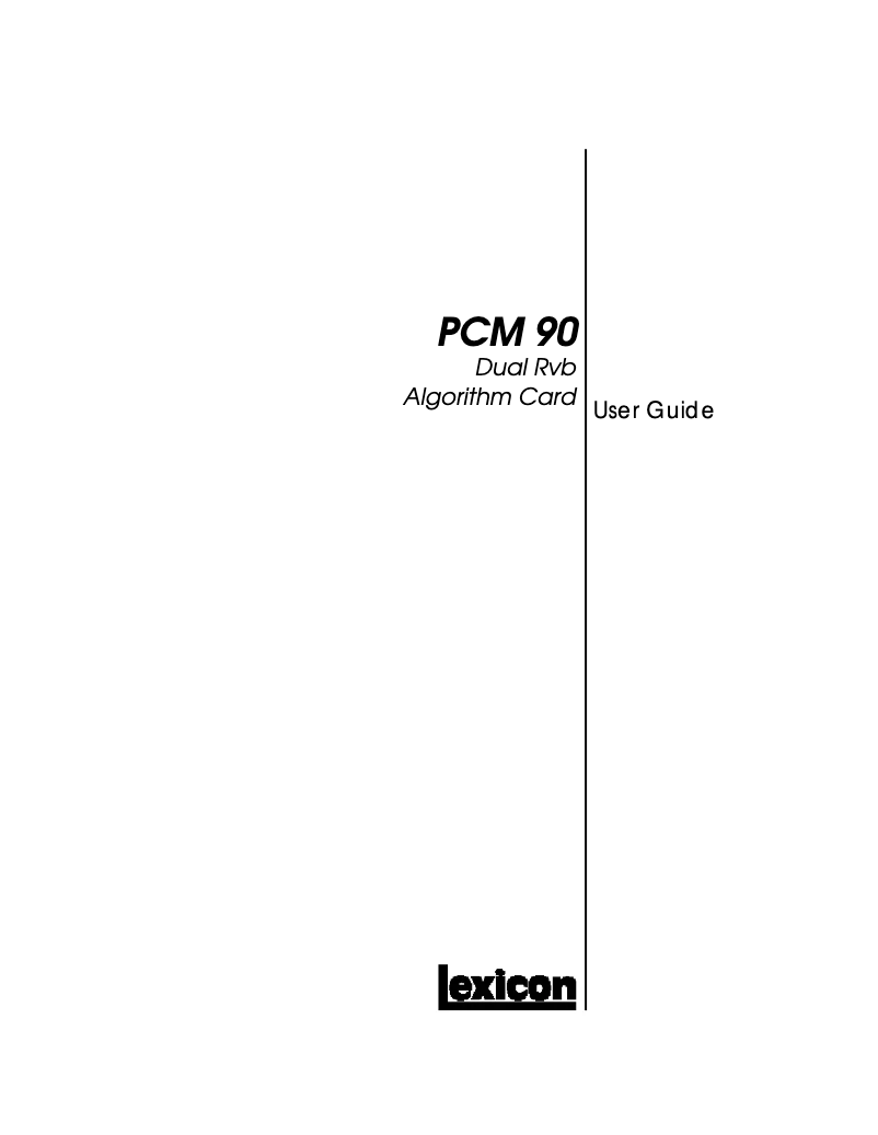 Page n°1 - Manuel utilisateur Lexicon PCM90