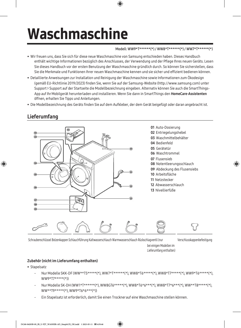 Image de la première page du manuel de l'appareil WW81T634ALEA