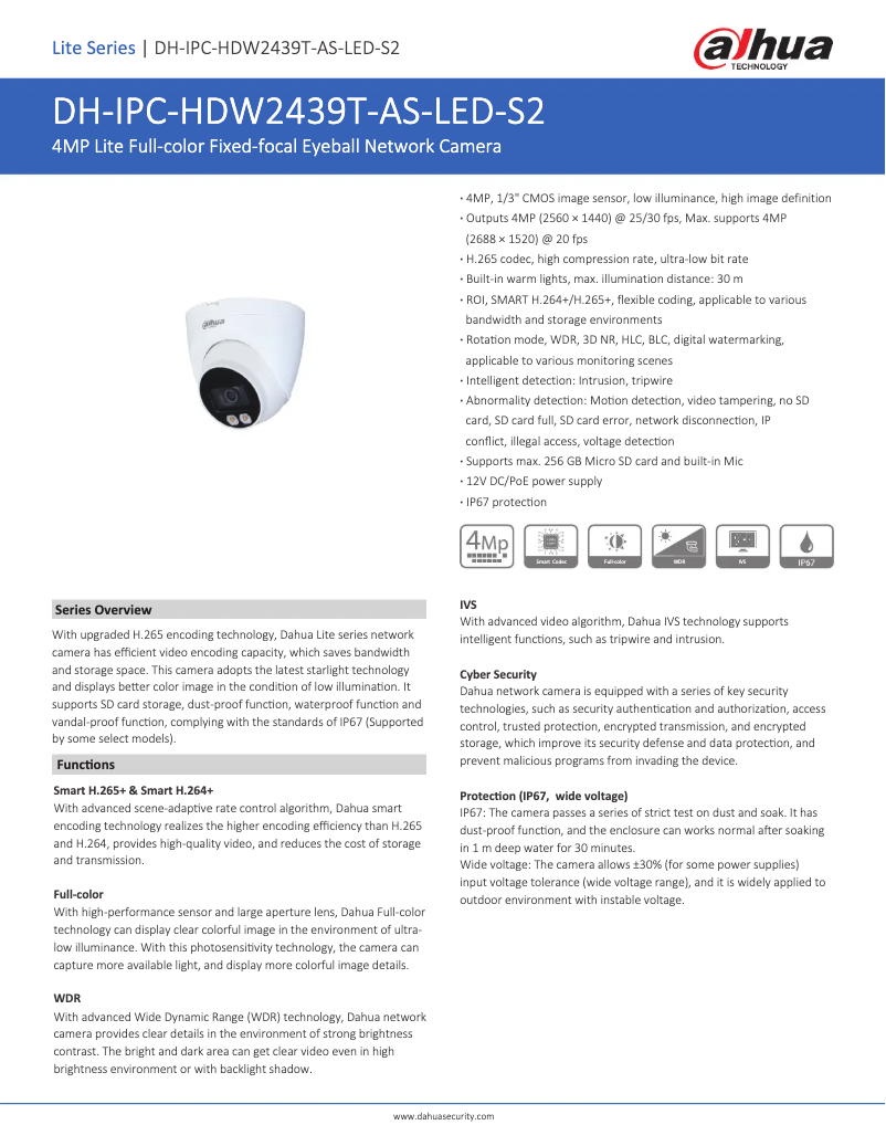 Image de la première page du manuel de l'appareil IPC-HDW2439T-AS-LED-S2