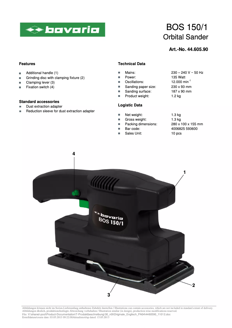Imagen de la primera página del manual del dispositivo BOS 150/1