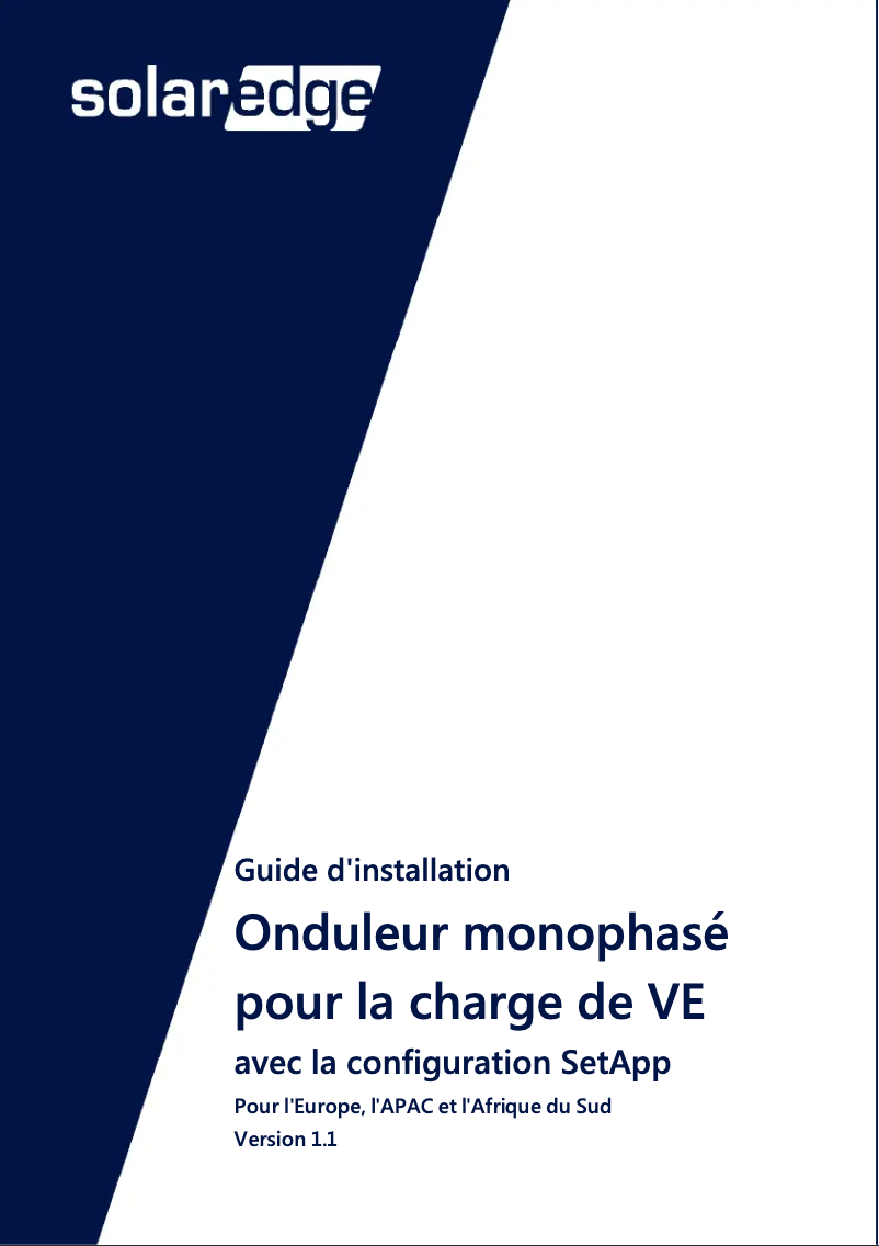 Page n°1 - Guide d'installation SolarEdge SE-EVK22CRM-01