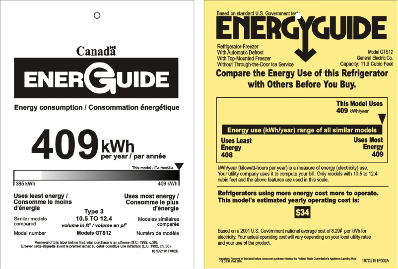 Page n°1 - Label énergétique GE GTS12BBMRCC