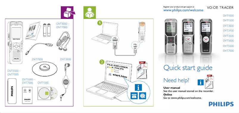 Page 1 de la notice Manuel utilisateur Philips Voice Tracer DVT1000