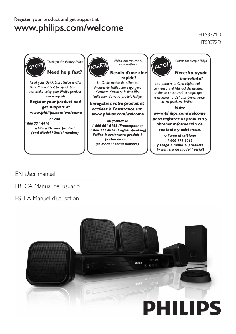 Imagen de la primera página del manual del dispositivo HTS3372D