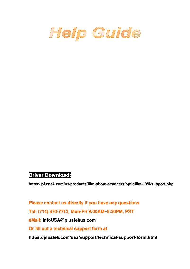 Page n°1 - Manuel utilisateur Plustek OpticFilm 135i