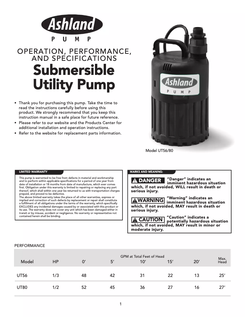 Página 1 del manual Manual de usuario Ashland UT56