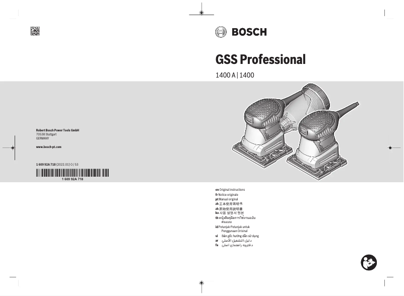 Page 1 de la notice Manuel utilisateur Bosch GSS 1400 Professional