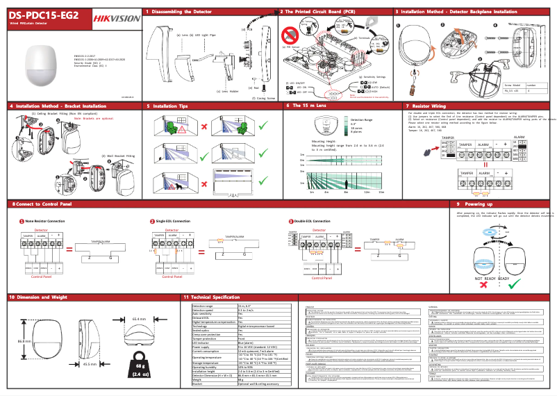 Page 1 de la notice Guide de démarrage rapide Hikvision DS-PDC15-EG2