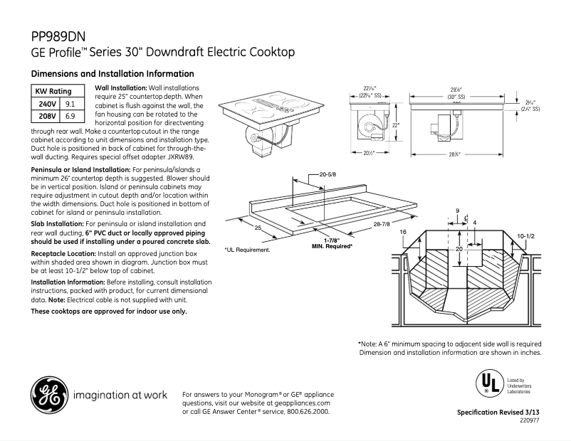 Image de la première page du manuel de l'appareil Profile PP989DNBB