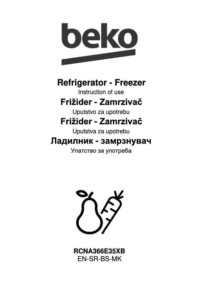 Page 1 de la notice Manuel utilisateur Beko RCNA366E35XB