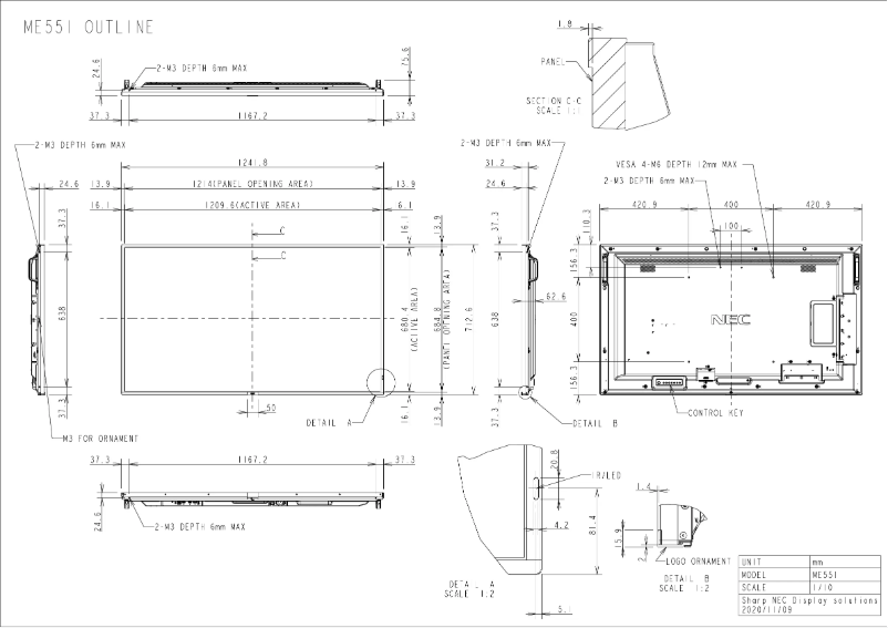 Image de la première page du manuel de l'appareil MultiSync ME551