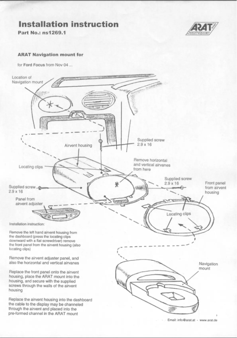 Page n°1 - Manuel utilisateur Arat NS1269.1