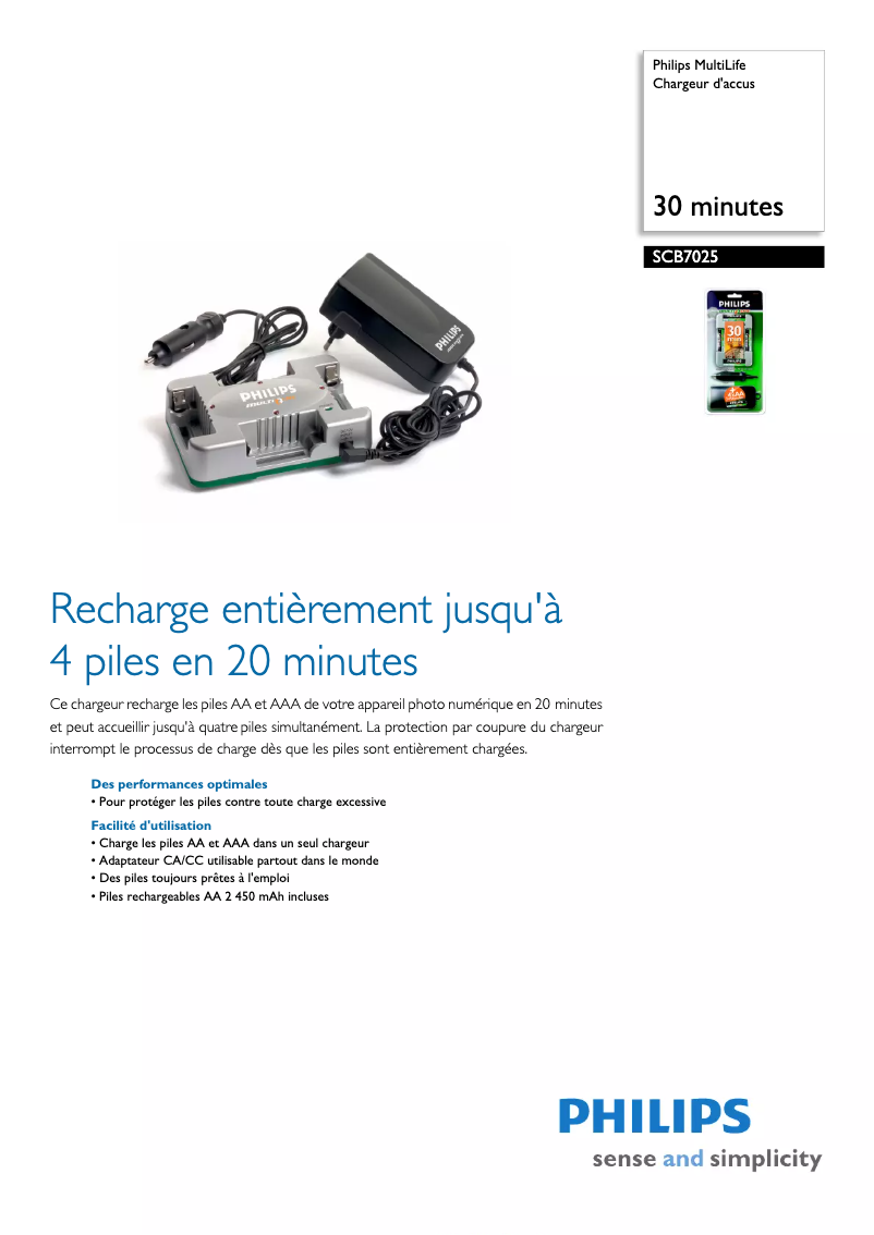 Page n°1 - Fiche technique Philips MultiLife SCB7025