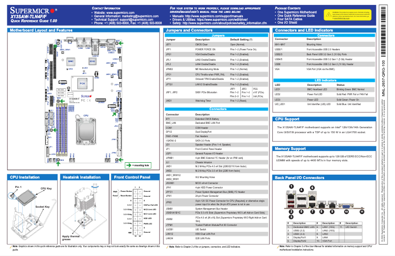 Page n°1 - Guide de démarrage rapide Supermicro X13SAW-F