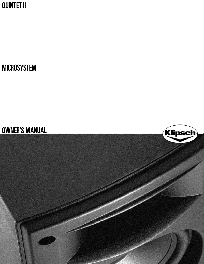 Page n°1 - Manuel utilisateur Klipsch Quintet II