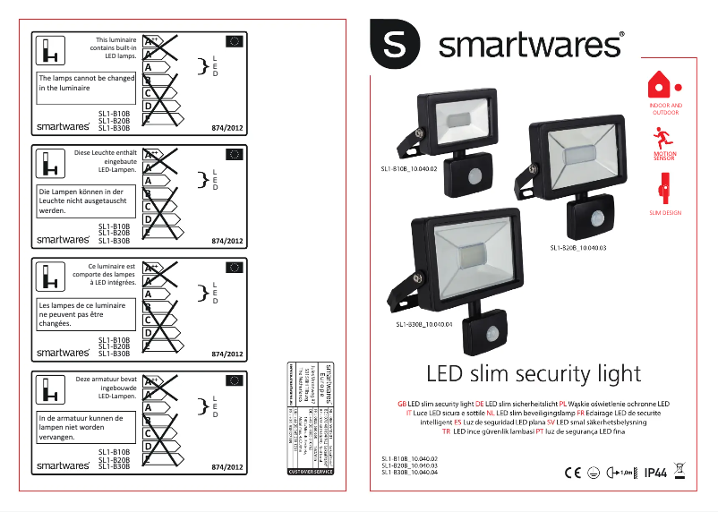 Page 1 de la notice Manuel utilisateur Smartwares SL1-B30B