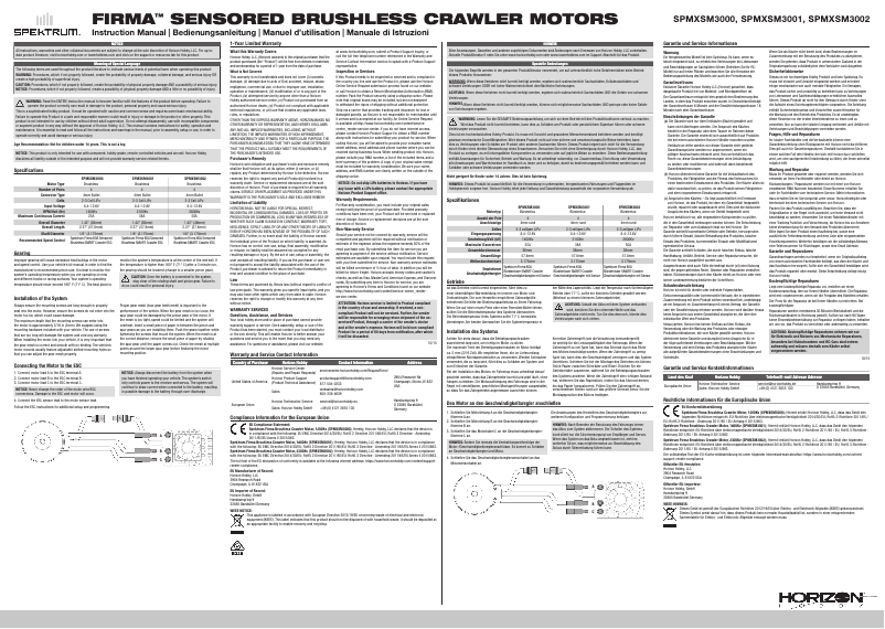Page n°1 - Manuel utilisateur Spektrum Firma 1400Kv