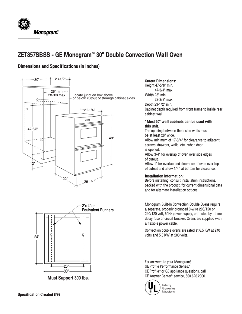 Page n°1 - Fiche technique GE ZET857SBSS
