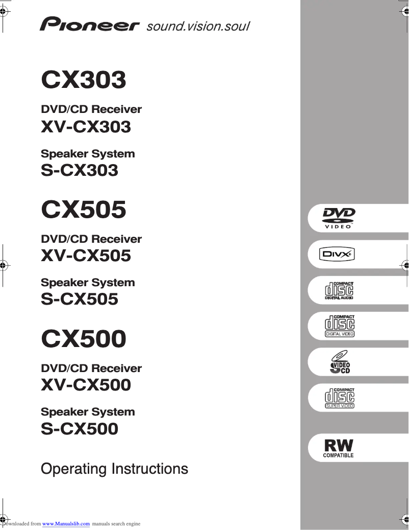 Page n°1 - Manuel utilisateur Pioneer CX500