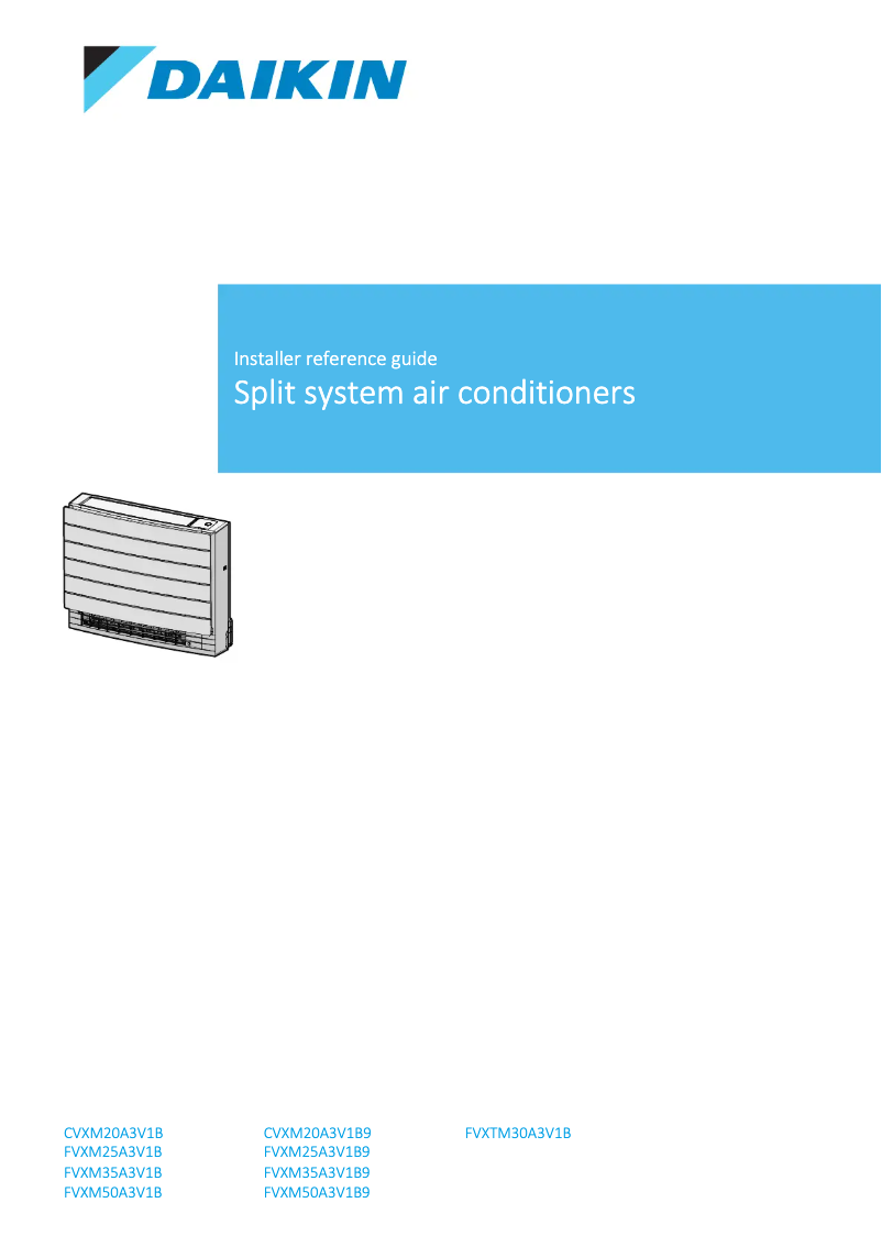Page 1 de la notice Guide d'installation Daikin FVXM25A3V1B9