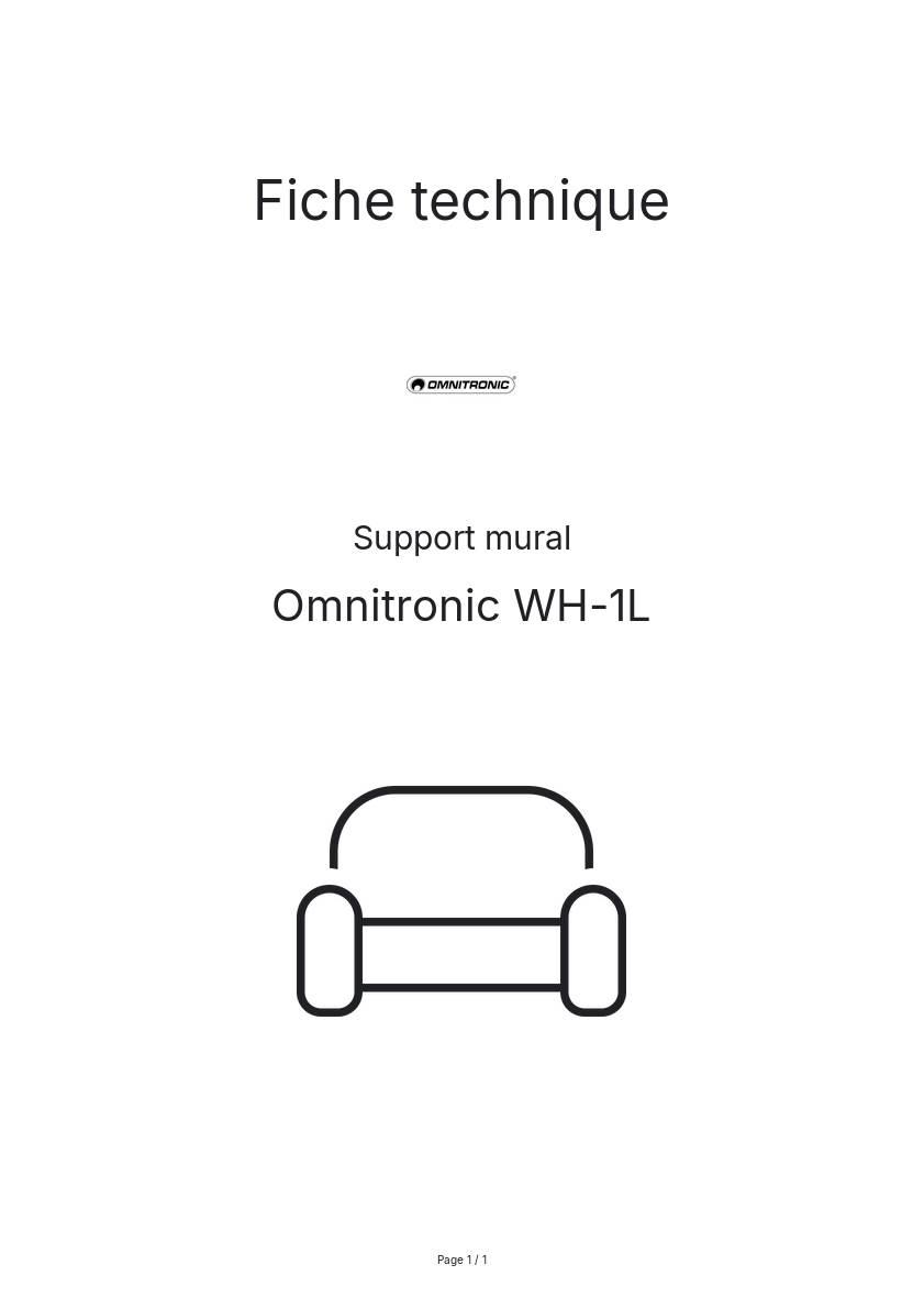 Page n°1 - Fiche technique Omnitronic WH-1L