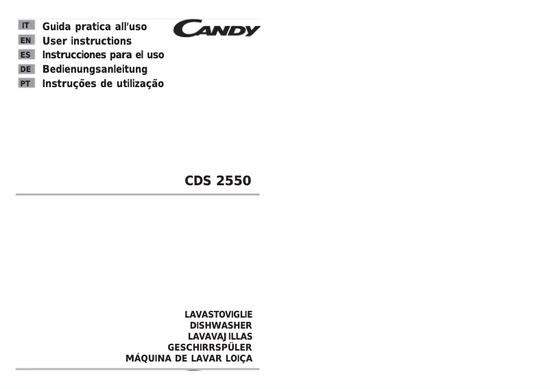 Page n°1 - Manuel utilisateur Candy CDS 2550