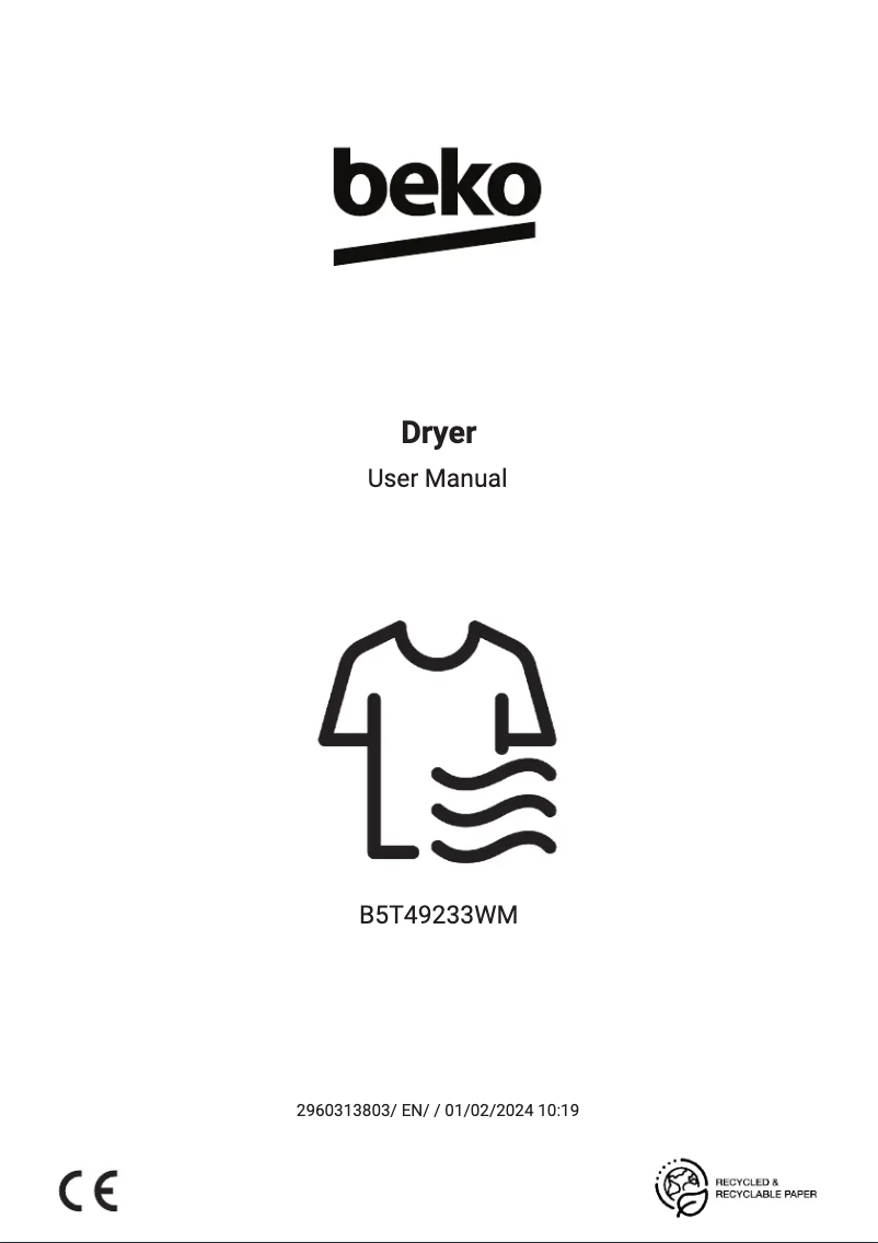 Image de la première page du manuel de l'appareil B5T49233WM