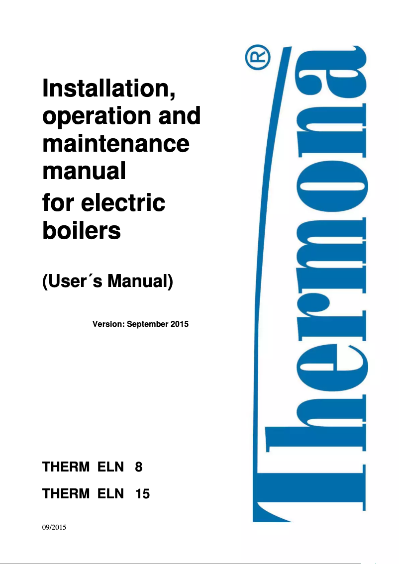 Page 1 de la notice Manuel utilisateur Thermona THERM ELN 8