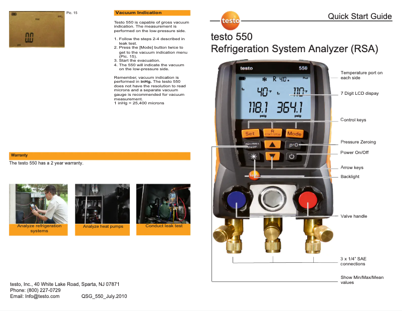Page n°1 - Guide de démarrage rapide Testo 557s