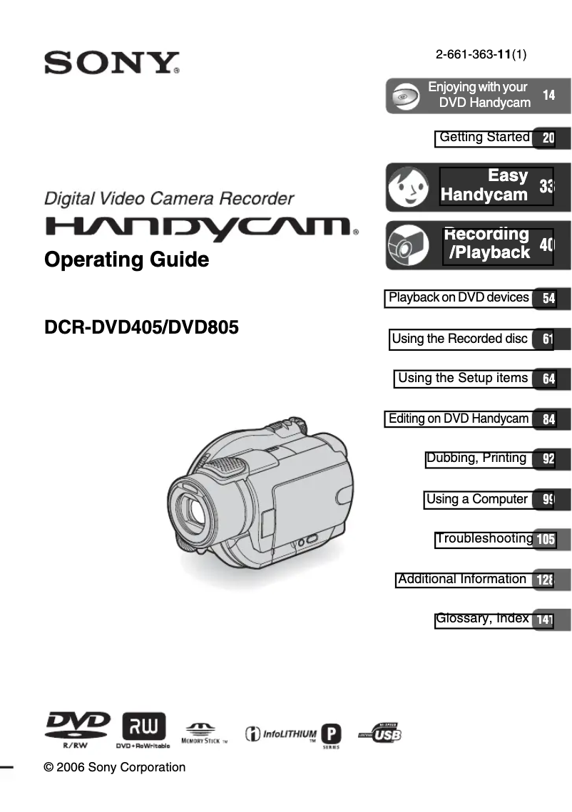 Página 1 del manual Manual de usuario Sony Handycam DCR-DVD405