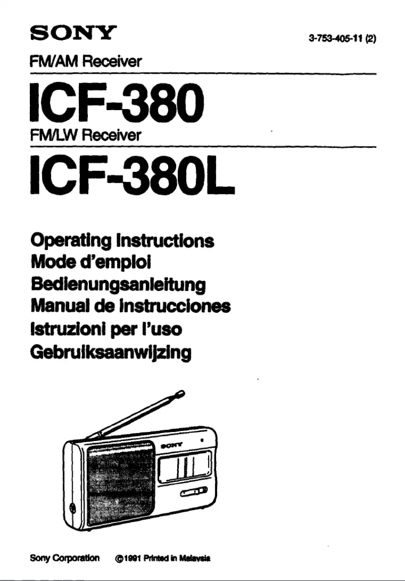 Image de la première page du manuel de l'appareil ICF-380