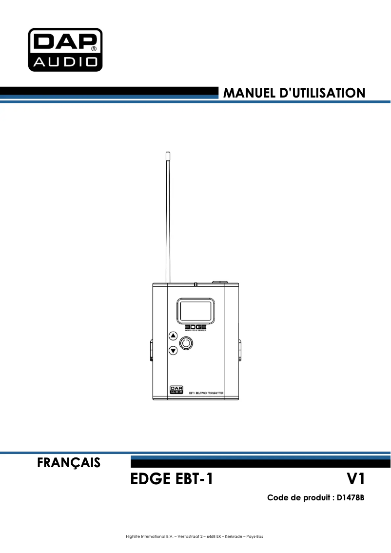 Image de la première page du manuel de l'appareil EDGE EBT-1