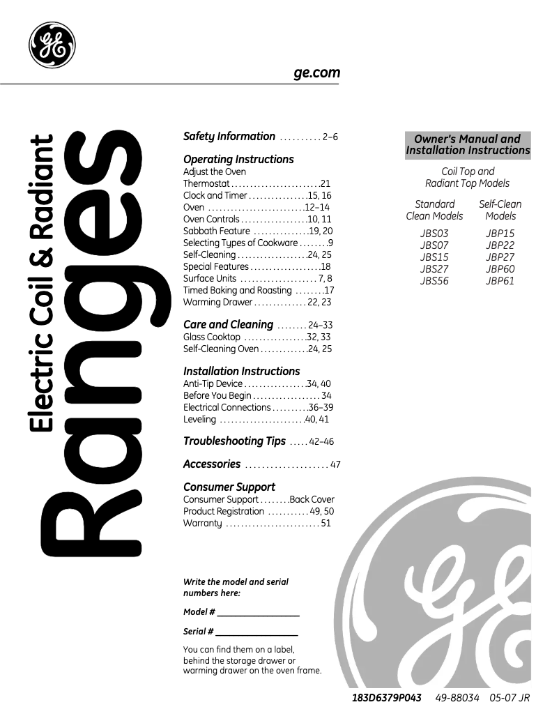 Image de la première page du manuel de l'appareil JBS15MCC