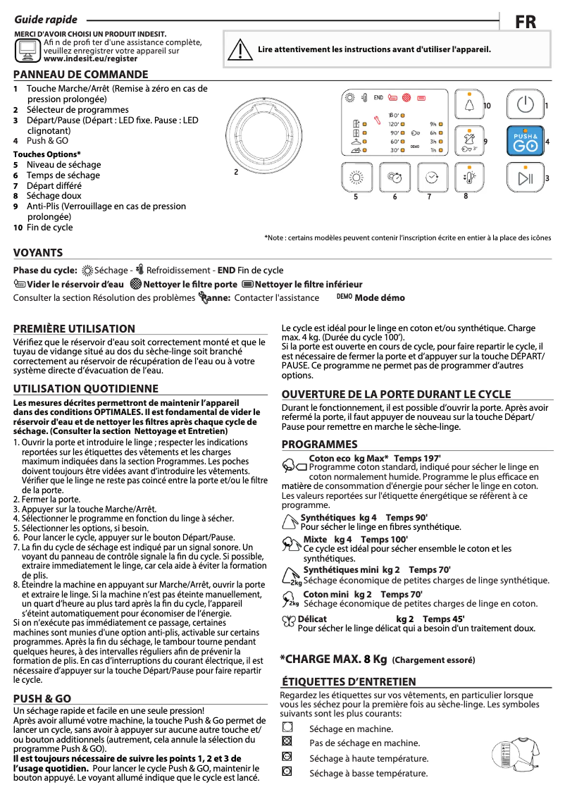 Page n°1 - Manuel utilisateur Indesit YTBE CM10 8B