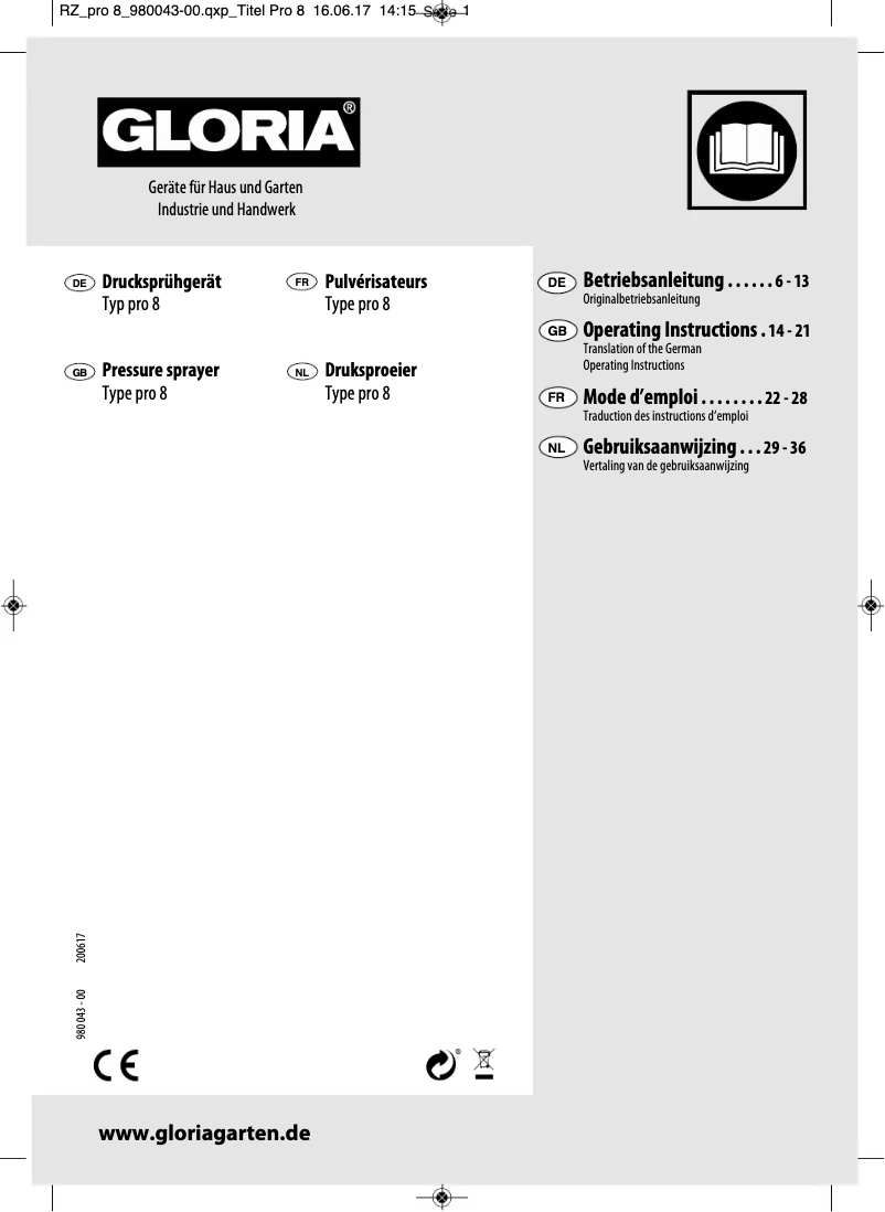 Page n°1 - Manuel utilisateur GLORIA Pro 8