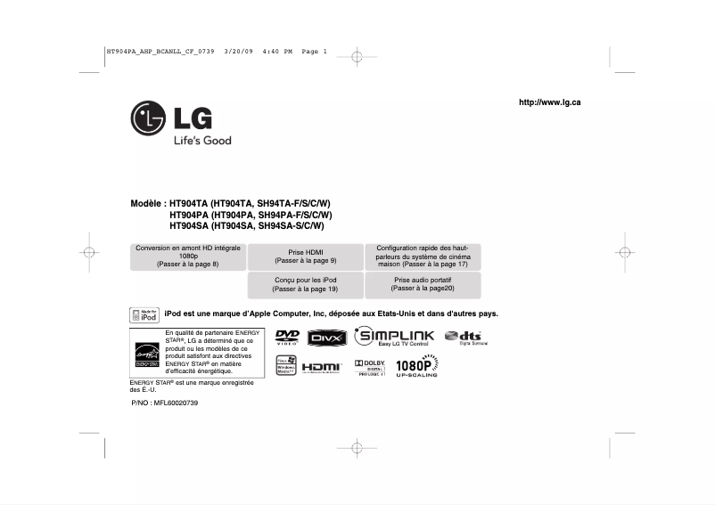 Página 1 del manual Manual de usuario LG HT904SA