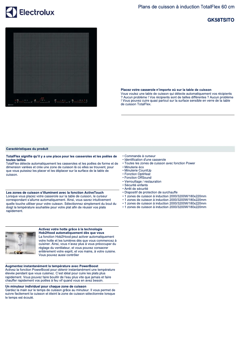 Page n°1 - Fiche technique Electrolux GK58TSITO