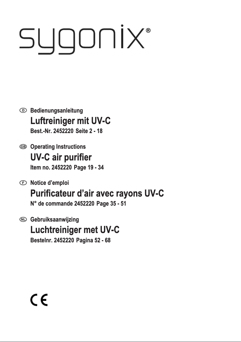 Page n°1 - Manuel utilisateur Sygonix VK-6082AUV