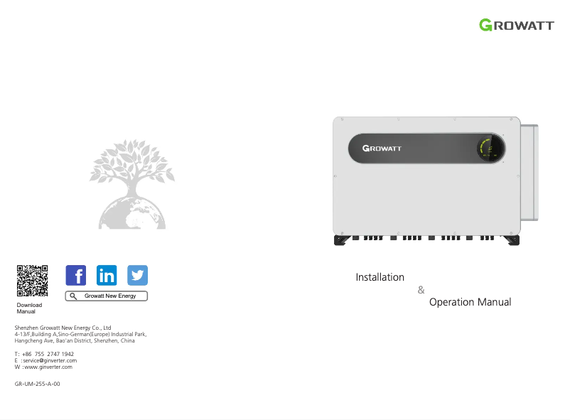 Page 1 de la notice Manuel utilisateur Growatt MAX 250KTL3-X HV