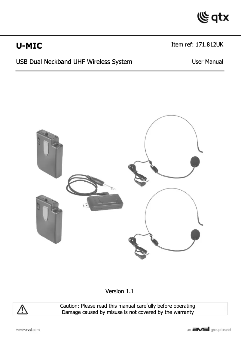 Page n°1 - Manuel utilisateur Qtx U-Mic 171.812UK