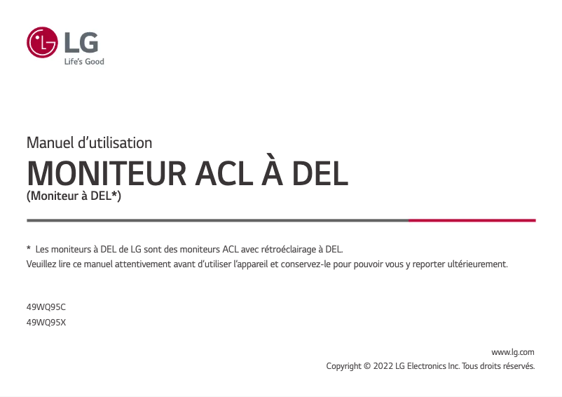 Image de la première page du manuel de l'appareil 49WL95C