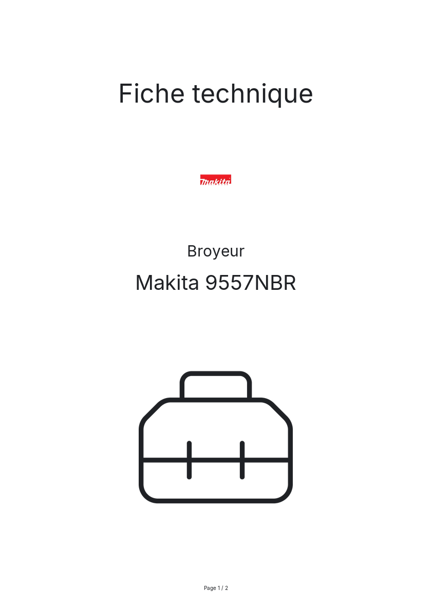 Page n°1 - Fiche technique Makita 9557NBR