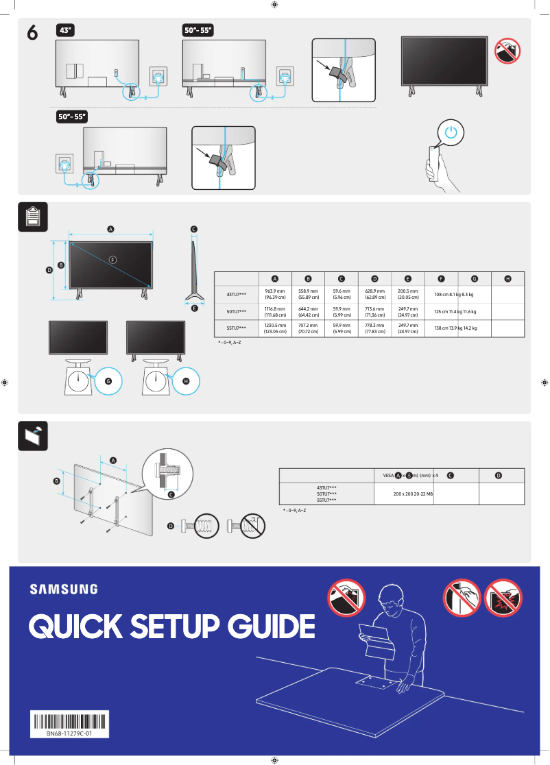 Page 1 de la notice Manuel utilisateur Samsung UA50TU7000J